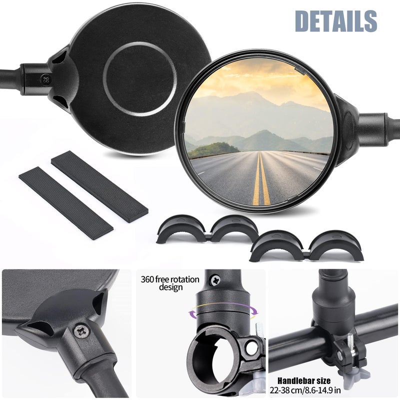 Newlight66 Bike Mirror, Adjustable Handlebar Rear View Mirrors For Mountain Road Bike Bicycle Electric Motorcycle (Black-2PC) - Image 5